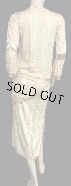 画像3: エジプト製ストライプラメサイディドレス☆バニラクリーム×ゴールド☆ (3)