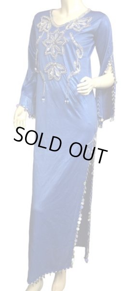 画像2: エジプト製サイディドレス☆スターフラワー☆ロイヤルブルー (2)