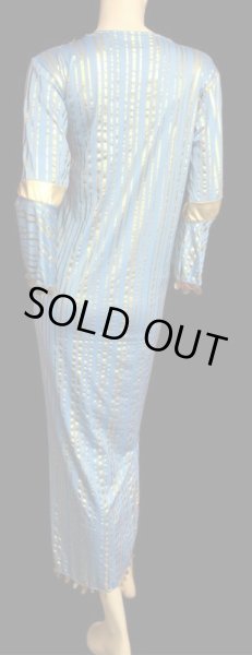 画像3: エジプト製ラメストライプサイディドレス☆スカイブルー✕ゴールド☆ (3)