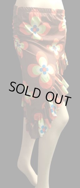 画像3: Amira Jamila オリジナル☆ストレッチフリルヒップスカーフ*nostalgic flower chocolate* (3)