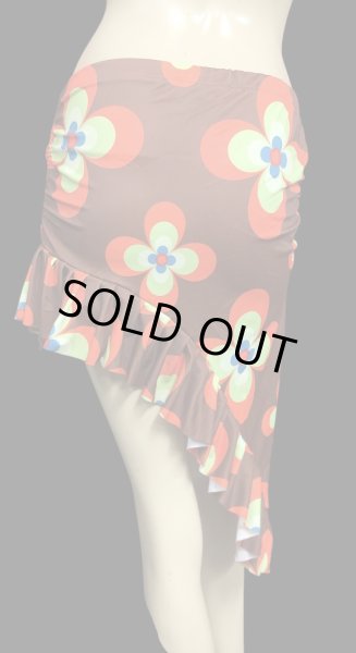 画像2: Amira Jamila オリジナル☆ストレッチフリルヒップスカーフ*nostalgic flower chocolate* (2)