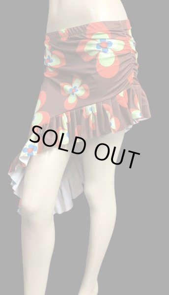 画像4: Amira Jamila オリジナル☆ストレッチフリルヒップスカーフ*nostalgic flower chocolate* (4)