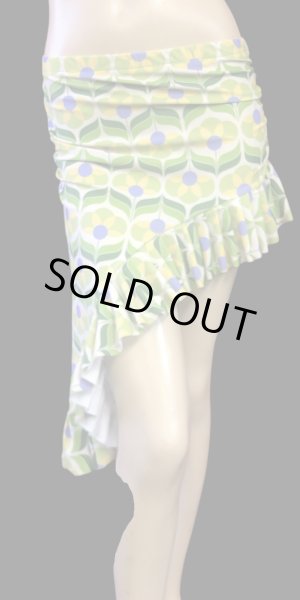 画像1: Amira Jamila オリジナル☆ストレッチフリルヒップスカーフ*retro yellow flower * (1)