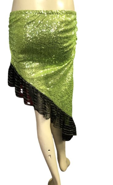 画像2: Amira Jamila オリジナル☆スパンコールストレッチフリルヒップスカーフ*disco lime green * (2)