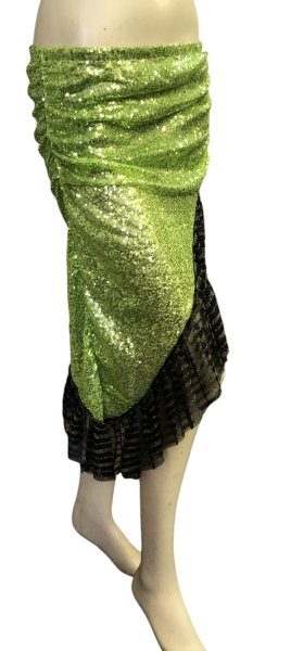 画像3: Amira Jamila オリジナル☆スパンコールストレッチフリルヒップスカーフ*disco lime green * (3)