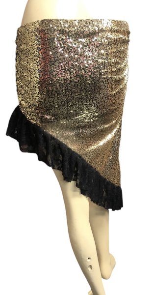 画像2: Amira Jamila オリジナル☆スパンコールストレッチフリルヒップスカーフ*disco black gold  * (2)