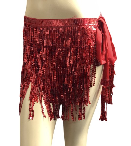 画像3: シャラシャラスパンコールヒップスカーフ☆red ☆ (3)