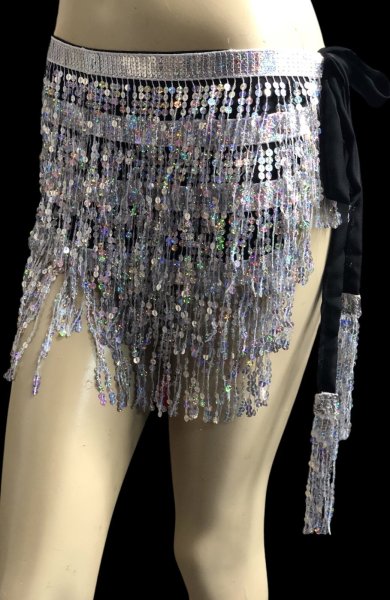 画像3: シャラシャラスパンコールヒップスカーフ☆silver ☆ (3)