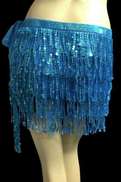 画像2: シャラシャラスパンコールヒップスカーフ☆turquoise ☆ (2)