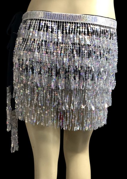 画像2: シャラシャラスパンコールヒップスカーフ☆silver ☆ (2)