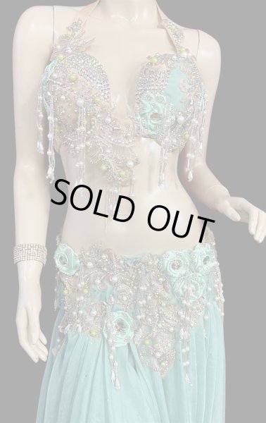 画像2: エジプトAmrオリエンタルコスチューム☆smooth emerald green ☆ (2)