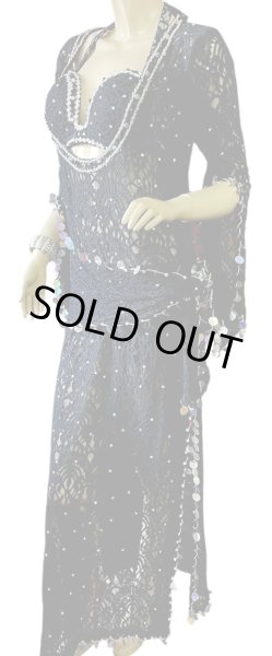 画像2: エジプト製ロマンティックレースサイーディ/ バラディドレス☆Black ☆ (2)