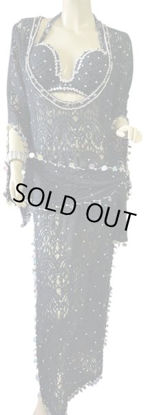 画像1: エジプト製ロマンティックレースサイーディ/ バラディドレス☆Black ☆ (1)