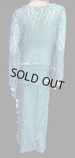 画像3: エジプト製ロマンティックレースサイーディ/ バラディドレス ☆ Green ☆ (3)