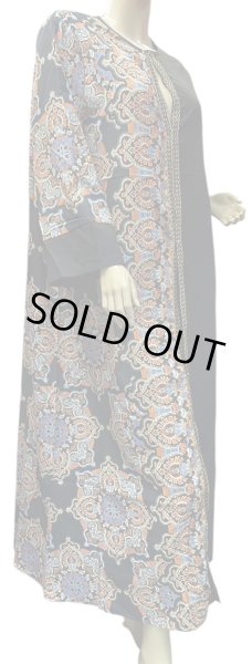 画像2: プリントポリエステルガラベーヤ☆black☆前開きタイプ☆フロントオープン (2)