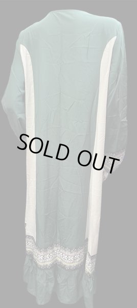 画像3: プリントポリエステルガラベーヤ☆Green ☆前開きタイプ☆フロントオープン (3)