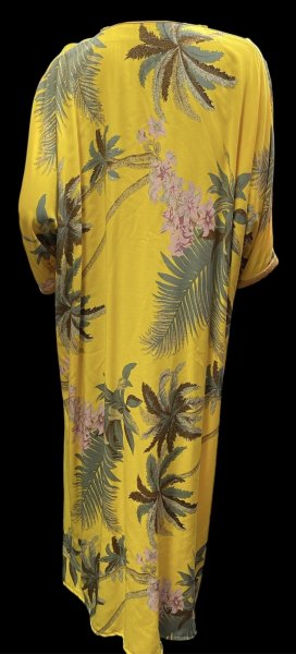 画像3: モロッコのガラベーヤ☆yellow green flower☆前開きタイプ☆フロントオープン (3)