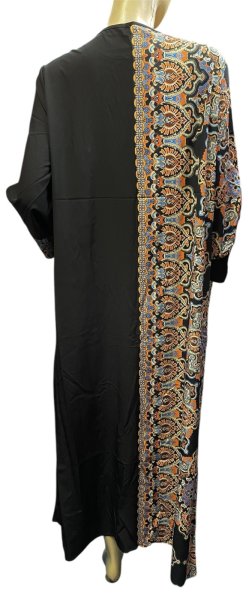 画像3: プリントポリエステルガラベーヤ☆black☆前開きタイプ☆フロントオープン (3)