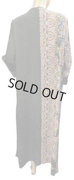 画像3: プリントポリエステルガラベーヤ☆black☆前開きタイプ☆フロントオープン (3)