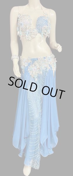 画像1: エジプトAmrオリエンタルコスチューム☆Silky madonna sky blue ☆ (1)