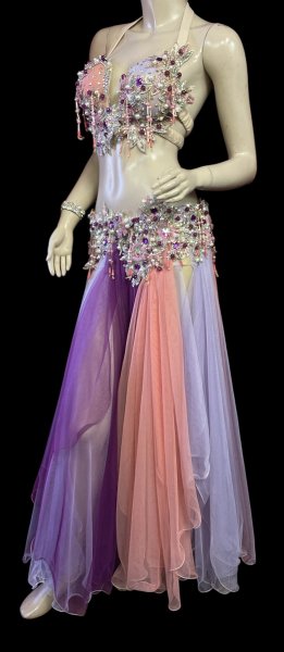 画像3: エジプトAmrオリエンタルコスチューム☆Sherbet salmon pink purple ☆ (3)