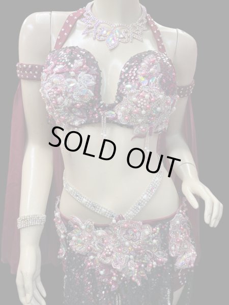 画像3: エジプトオリエンタルコスチューム☆レッドワインスパンコール☆ (3)