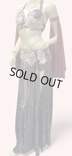 画像2: エジプトオリエンタルコスチューム☆レッドワインスパンコール☆ (2)