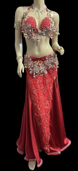 画像2: エジプトAmrオリエンタルコスチューム☆Elegant fresh red ☆ (2)