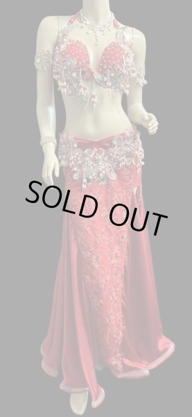 画像2: エジプトAmrオリエンタルコスチューム☆Elegant fresh red ☆ (2)