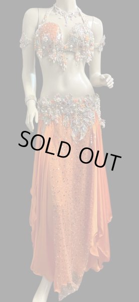 画像2: エジプトAmrオリエンタルコスチューム☆Elegant orange  coral ☆ (2)