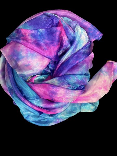 画像2: 5mm habotaiシルクベール☆タイダイ（ムラ染め）☆pink X turquoise X purple  ☆ (2)