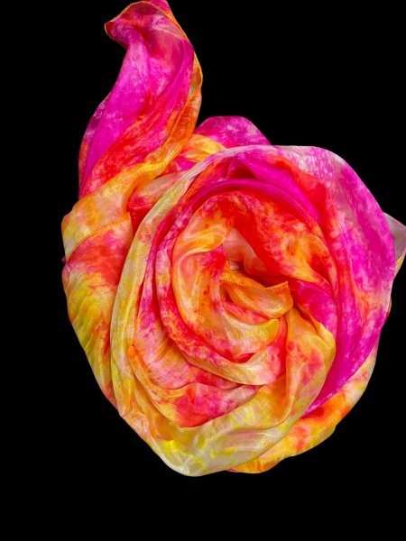 画像2: 5mm habotaiシルクベール☆タイダイ（ムラ染め）☆Fuchsia X orange X  yellow ☆ (2)