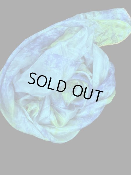 画像2: 5mm habotaiシルクベール☆タイダイ（ムラ染め）☆blue X turquoise X green ☆ (2)