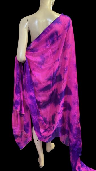 画像1: 5mm habotaiシルクベール☆タイダイ（ムラ染め）☆Fuchsia pink X purple ☆ (1)