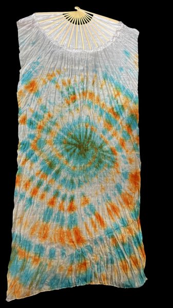 画像2: シルクファンベール（２本セット）/タイダイ☆Orange& turquoise & green ☆ (2)