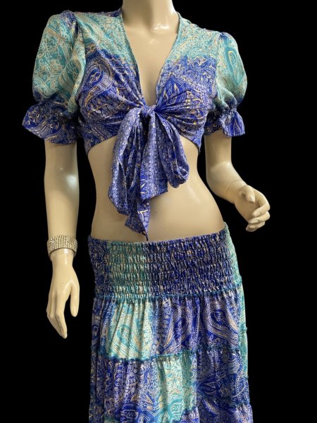 画像2: シルクプリントチョリ&スカートセットVVI (2)