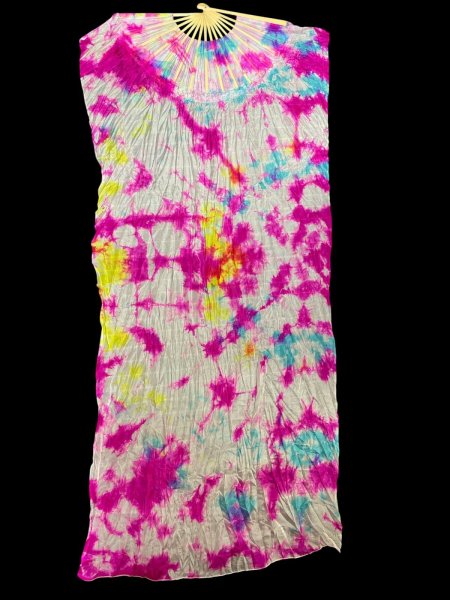 画像2: シルクファンベール（２本セット）/タイダイ☆Fuchsia & turquoise & yellow ☆ (2)