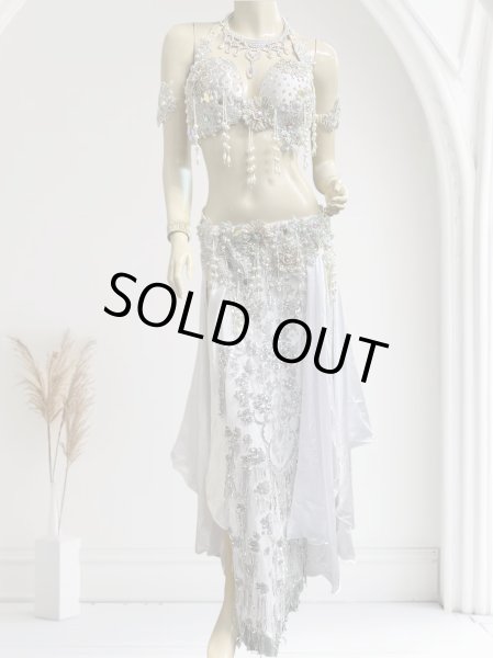 画像1: エジプトAmrオリエンタルコスチューム☆lacy Cristal white ☆ (1)