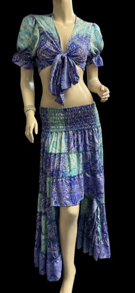 画像1: シルクプリントチョリ&スカートセットVVI (1)