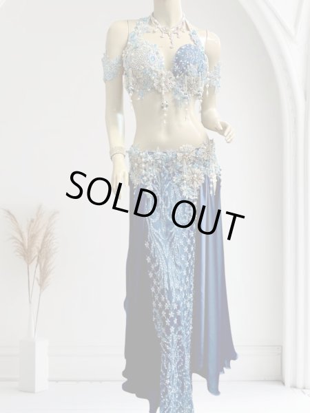 画像1: エジプトAmrオリエンタルコスチューム☆Silky madonna blue ☆ (1)