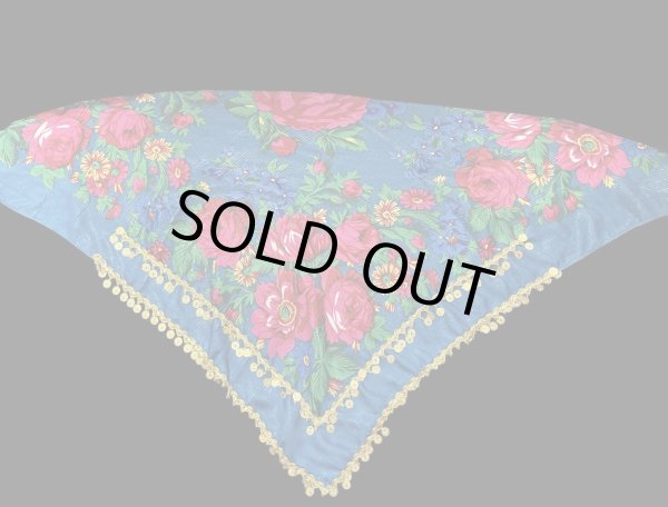 画像3: プリントフラワーコインスカーフ☆Turquoise blue☆ (3)