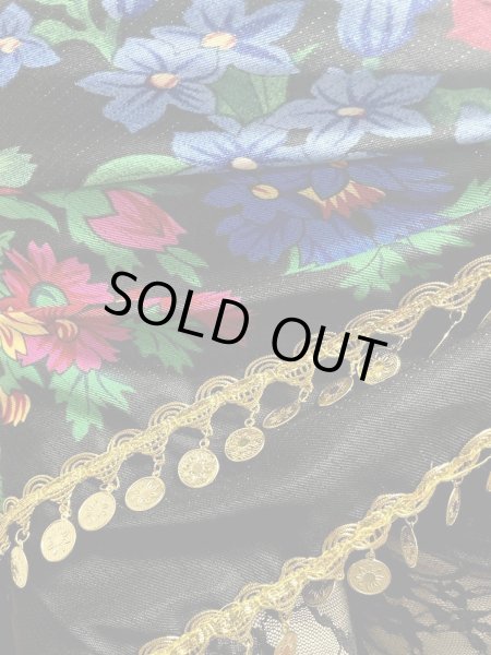 画像2: プリントフラワーコインスカーフ☆black ☆ (2)