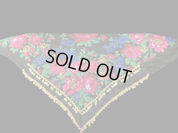 画像3: プリントフラワーコインスカーフ☆black ☆ (3)