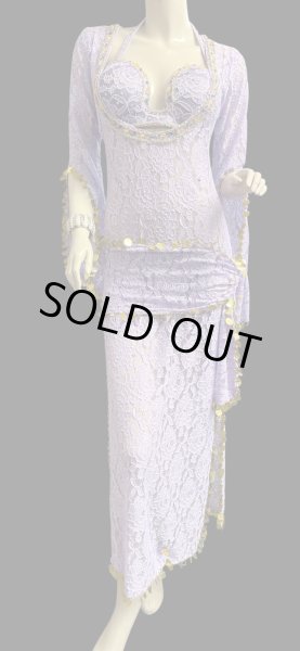 画像1: エジプト製ロマンティックレースサイーディ/ バラディドレス☆lavender ☆ (1)