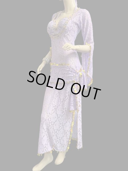 画像3: エジプト製ロマンティックレースサイーディ/ バラディドレス☆lavender ☆ (3)