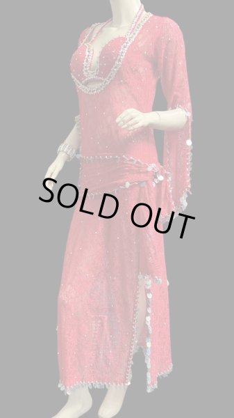 画像2: エジプト製ロマンティックレースサイーディ/ バラディドレス☆Red ☆ (2)