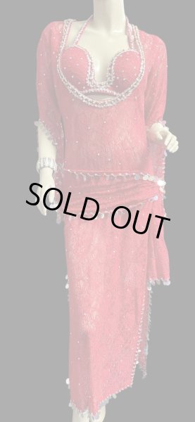 画像1: エジプト製ロマンティックレースサイーディ/ バラディドレス☆Red ☆ (1)