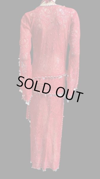 画像4: エジプト製ロマンティックレースサイーディ/ バラディドレス☆Red ☆ (4)