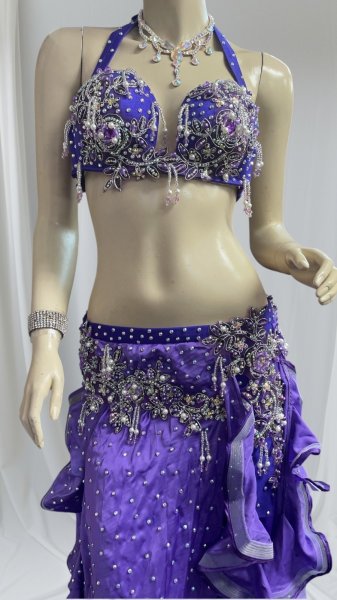画像3: エジプトオリエンタルコスチューム☆Dark lavender satin brilliant ☆ (3)