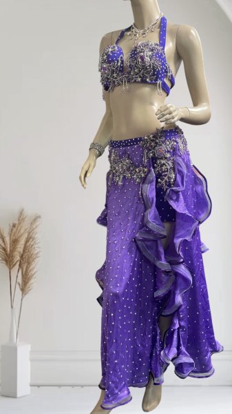 画像2: エジプトオリエンタルコスチューム☆Dark lavender satin brilliant ☆ (2)